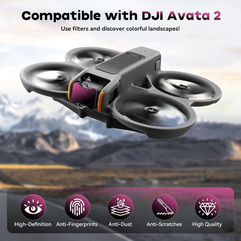 MINGVEN Avata 2 ND Filters, UV + CPL + ND Filters Set Camera Lens for DJI Avata 2 Drone Accessories - 6 Pack (CPL, UV, ND8, ND16, ND32, ND64) - Image 2